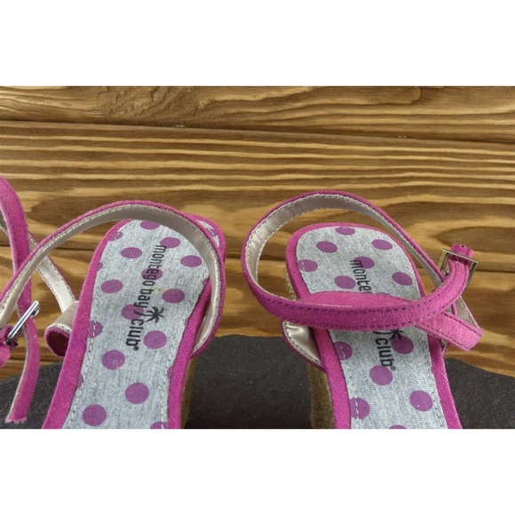 Montego Bay Sz 8 M Purple Ankle Strap‎ Fabric Women Sandals - Picture 3 of 7